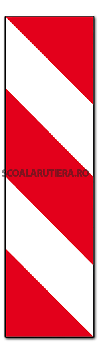 Baliză direcțională care indică ocolirea obstacolului prin dreapta