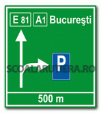 Presemnalizare pe autostradă pentru parcare