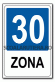 Zonă cu viteza recomandată 30 km/h