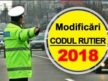Modificări Codul Rutier 2018