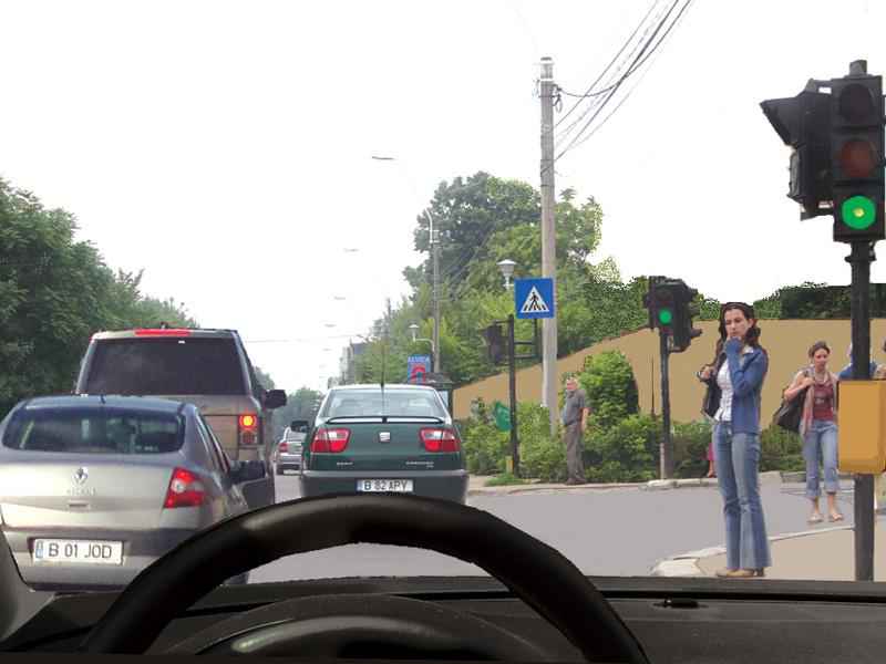 Cum veți proceda dacă intersecția care urmează este blocată din cauza aglomerației?