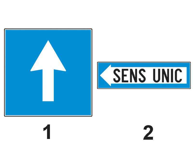 Precizaţi care dintre indicatoarele de mai jos indică o cale rutieră cu sens unic: