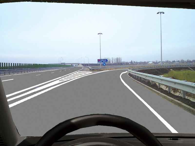 În această situație constatați că părăsiți autostrada în mod eronat. Cum procedați?