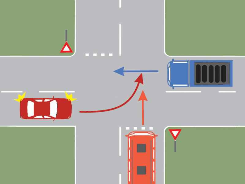Care autovehicul va trece primul prin intersecție?