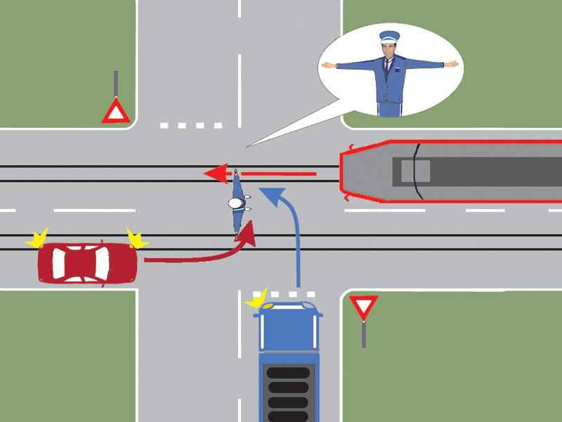 Conducătorul autocamionului poate pătrunde în intersecție?