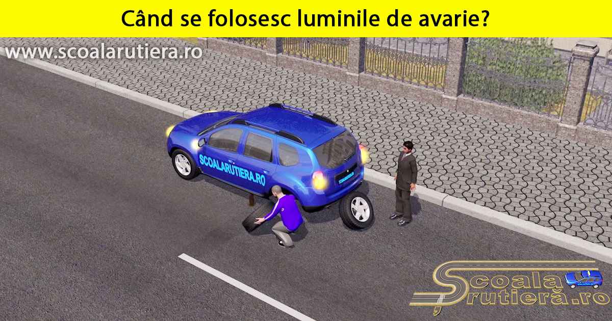 Chestionare DRPCIV cat B: Când se folosesc luminile de avarie?