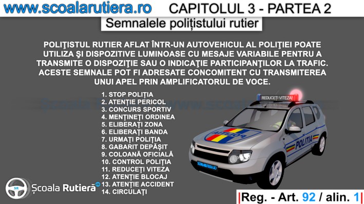 mesaje variabile deasupra autovehiculului politiei