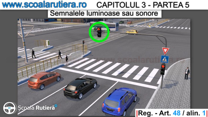 semafor montat deasupra la intrarea in intersectie