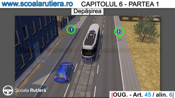 tramvaiul se depaseste si pe stanga pe drumul cu sens unic