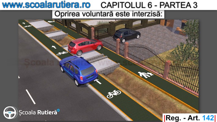 pe pistele pentru pietoni sau biciclisti este interzisa oprirea