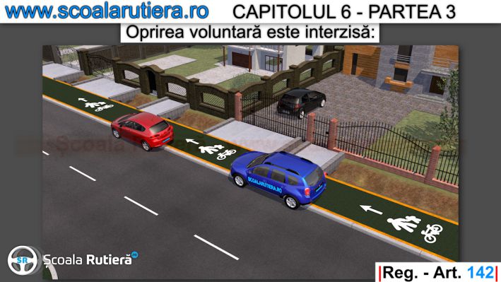 pe pistele pentru pietoni sau biciclisti este interzisa oprirea